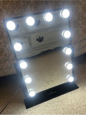 Impressions Black LED Hollywood Vanity Mirror